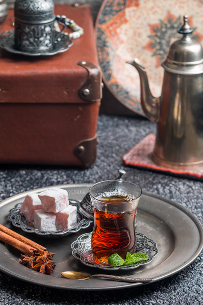 çay ve Türk lokumu - Fotoğraf, Görsel