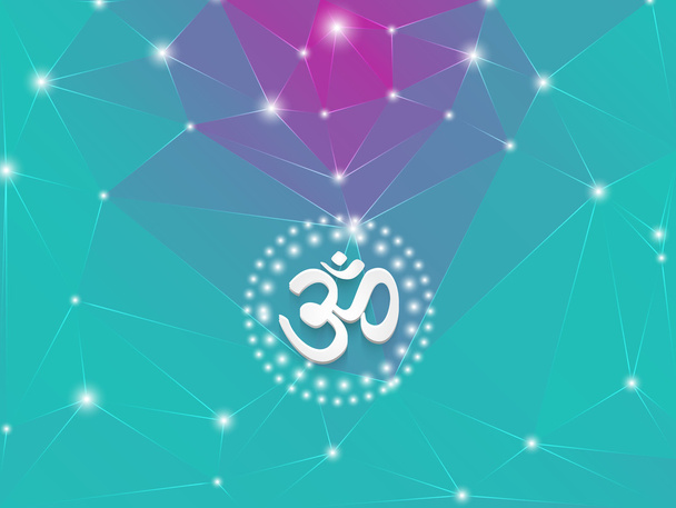 Polygonal background with light yogas symbol OM - Vector, Imagen