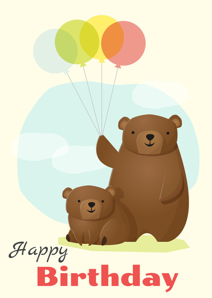 Birthday and invitation card animal background with bear,vector,illustration - ベクター画像