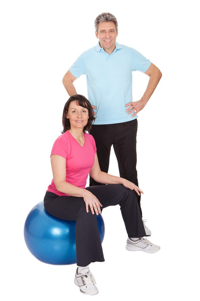 Active mature couple doing fitness - Foto, Imagem