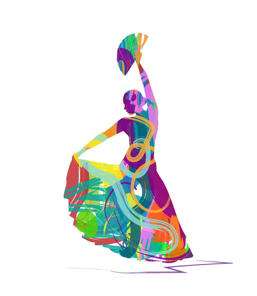 抽象的なフラメンコ ダンサーのシルエット - ベクター画像
