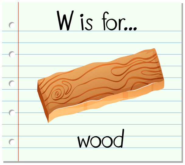 Kartičky písmeno W je pro dřevo - Vektor, obrázek