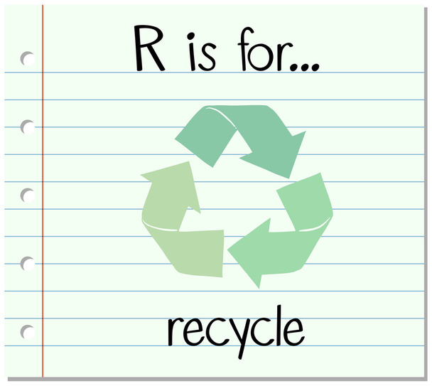 Flashcard-kirjain R on kierrätystä varten
 - Vektori, kuva