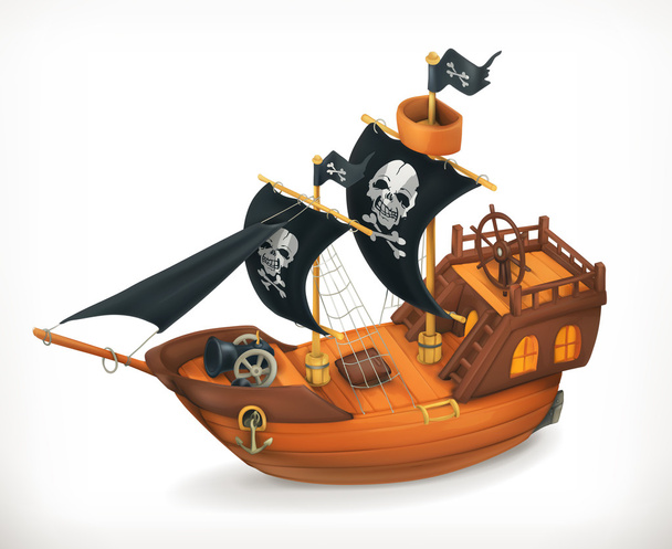 Pirate ship icon - Vector, Imagen