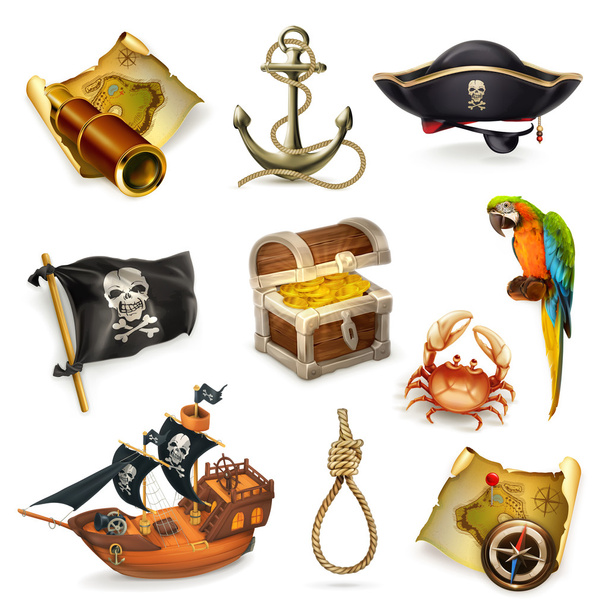 Sea pirates icons - Вектор, зображення