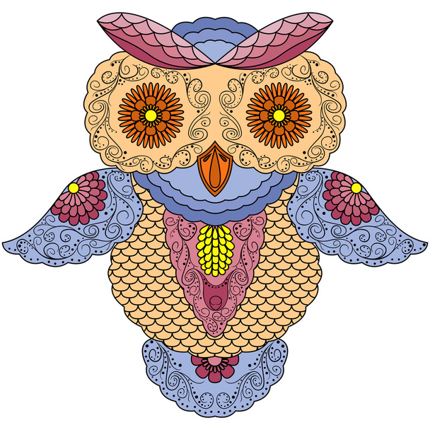 Big colourful abstract owl - Vektör, Görsel