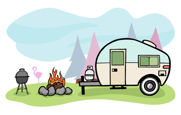 Camper illustration - Vector, Image