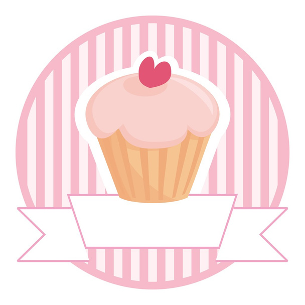 Cupcake in pink with white place for your text vector illustration - Vector, Image