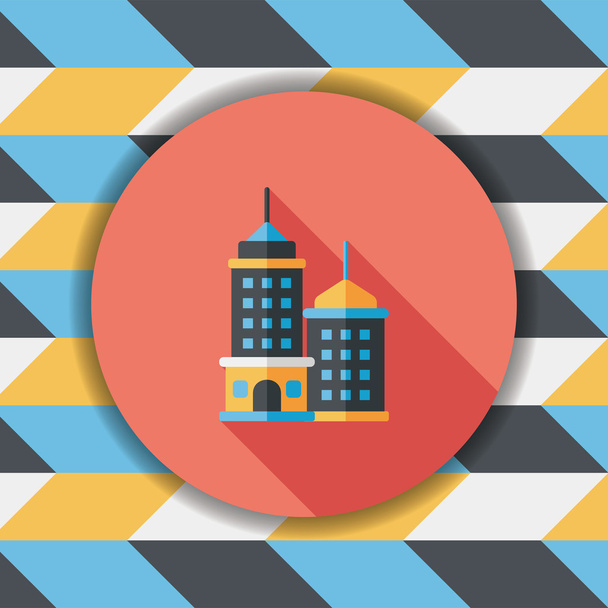 Commercial Building flat icon with long shadow,eps10 - Vector, Imagen