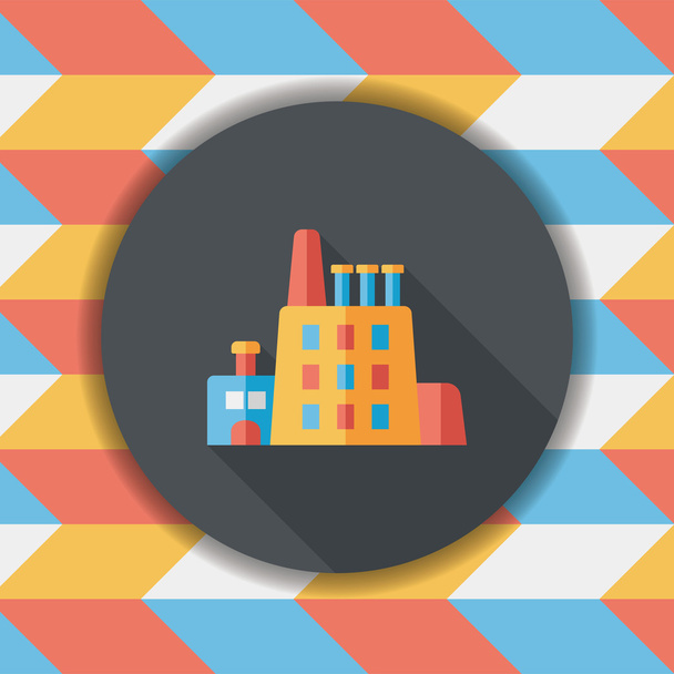Building factory flat icon with long shadow,eps10 - Vector, Imagen