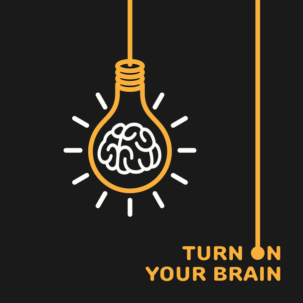 Gehirn im Glühbirnen-Logo - Vektor, Bild