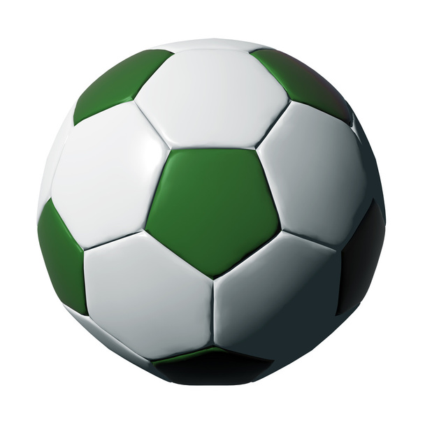 Зелений шкіряний футбольний м'яч ізольований на білому
 - Фото, зображення