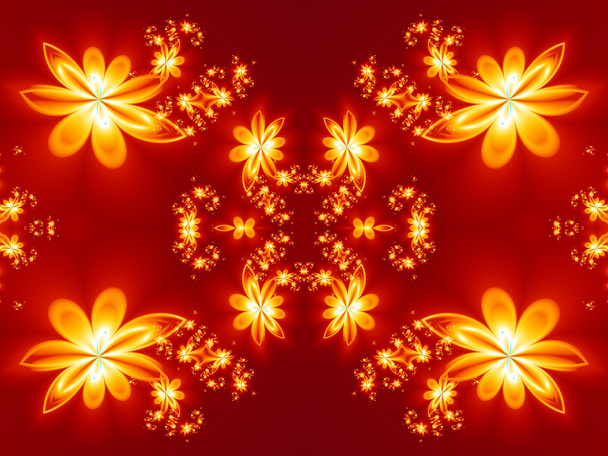 Flower fire pattern in fractal design. Artwork for creative desi - Zdjęcie, obraz