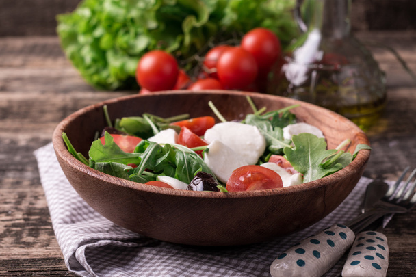 Salad with mozzarella cheese,healthy food - Foto, afbeelding