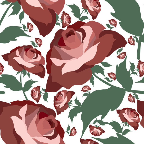 Padrão sem costura com flores de rosa
 - Vetor, Imagem