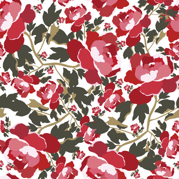 Απρόσκοπτη μοτίβο με τριαντάφυλλο λουλούδια - Διάνυσμα, εικόνα