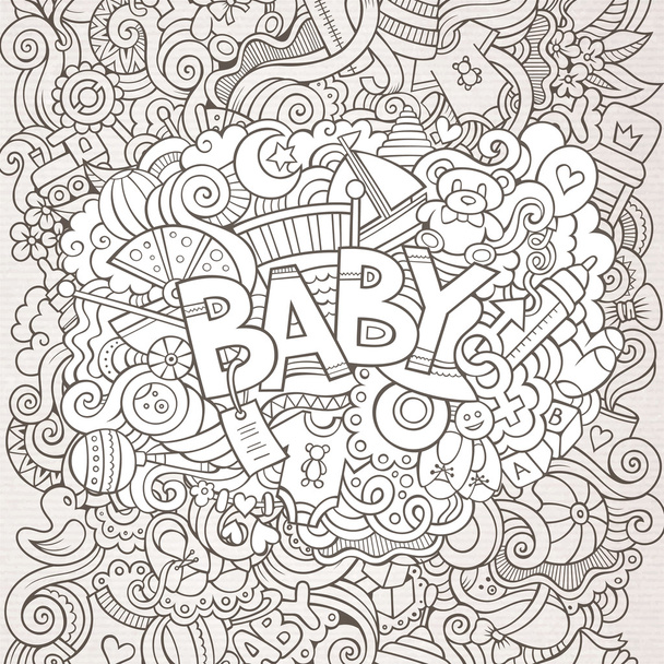 Sarjakuva vektori käsin piirretty Doodle Baby kuvitus
 - Vektori, kuva