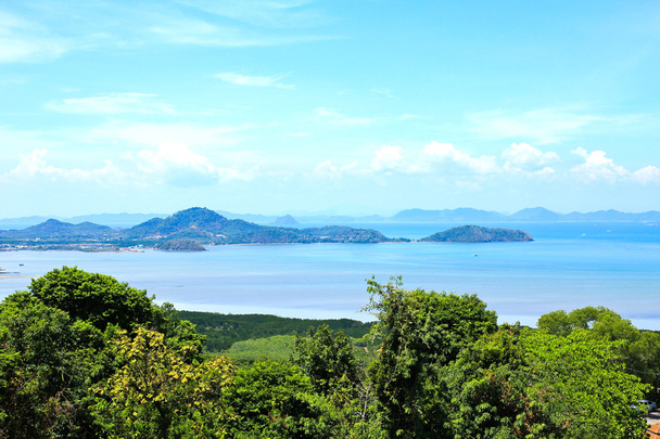 High angle view sea sky and seaside tourist town of Ao Chalong - Photo, Image
