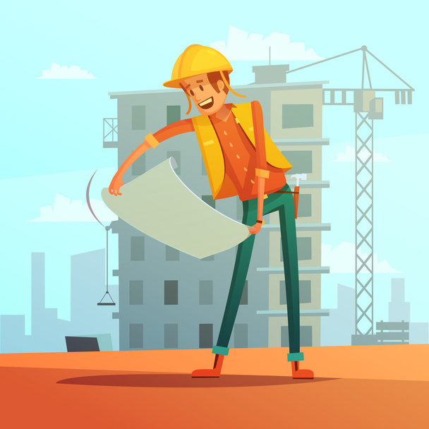Builder Cartoon Illustration  - Vector, Image