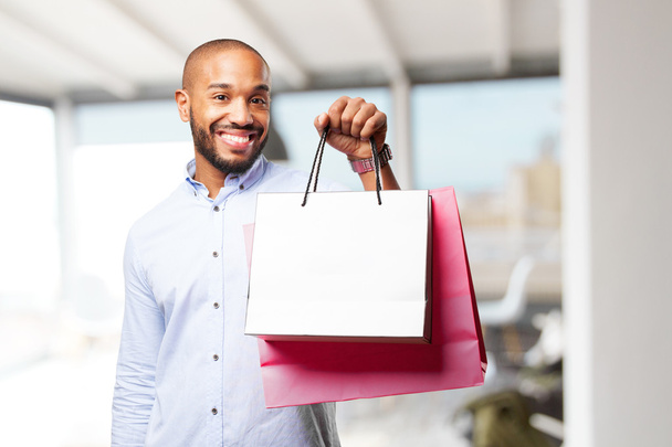 black man with shopping bags - Zdjęcie, obraz