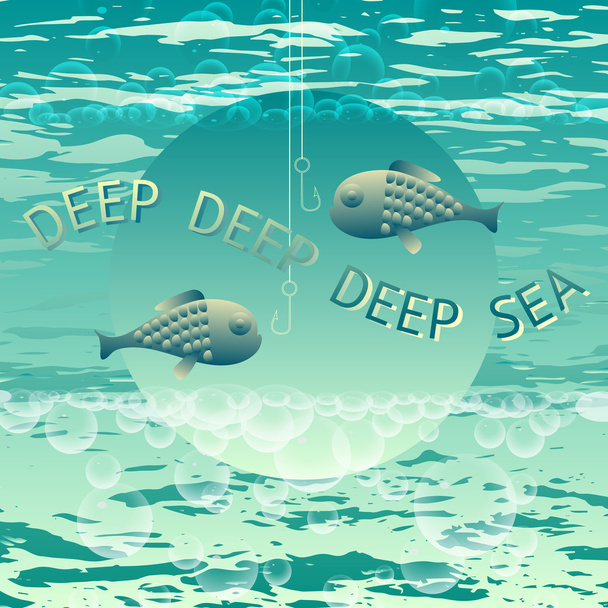 Deep Sea. Vector fishing themed. - Вектор, зображення