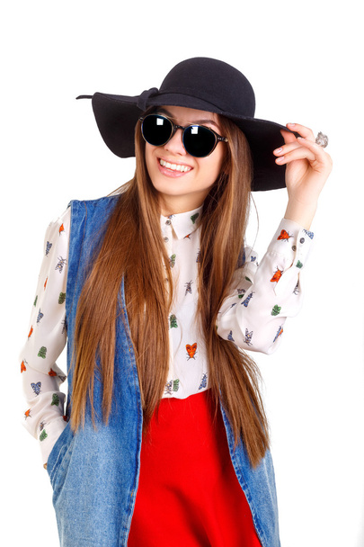 fashion model in hat - Photo, Image