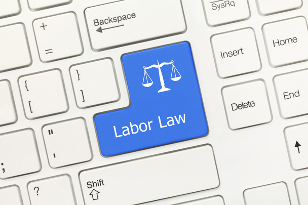 White conceptual keyboard - Labor Law (blue key) - Fotografie, Obrázek