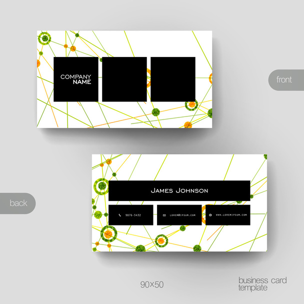 Business card vector template with DNA molecule background - Vector, Image