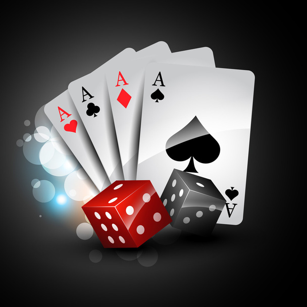 playing card and dices - Vector, Imagen
