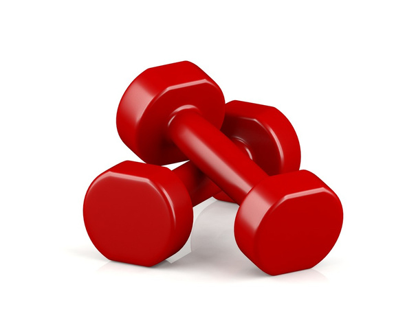 A pair of red light weight dumbbells  - Photo, Image