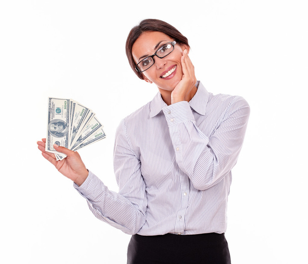 Happy businesswoman with money - Fotoğraf, Görsel