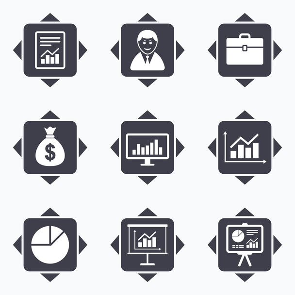 Statistics, accounting icons. Charts signs. - Vetor, Imagem