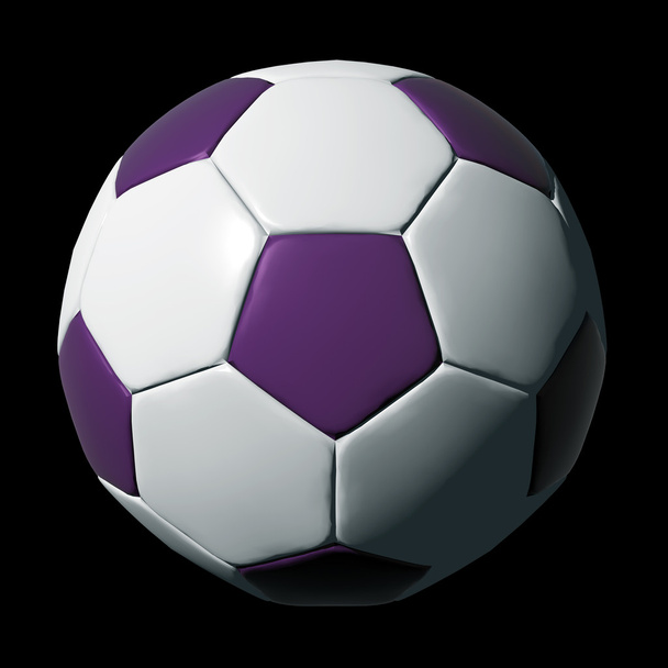 Purple leather soccer ball isolated on black - Photo, Image
