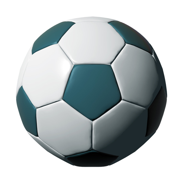 Cyan leather soccer ball isolated on white - Photo, Image