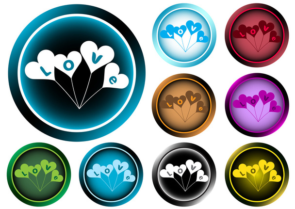 ClipArt színes ikonok szív-labda - Vektor, kép