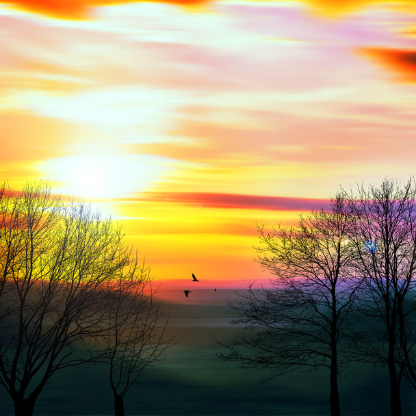 värikäs auringonlasku maisema
 - Valokuva, kuva