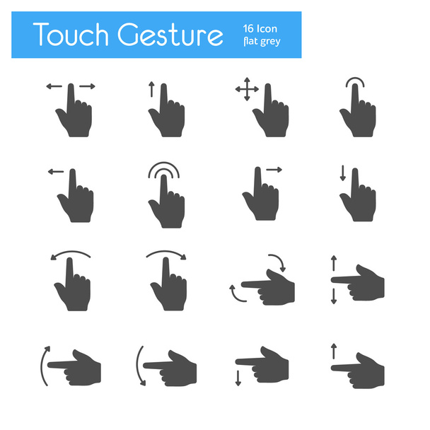 Touch Gesto iconos plana
 - Vector, imagen