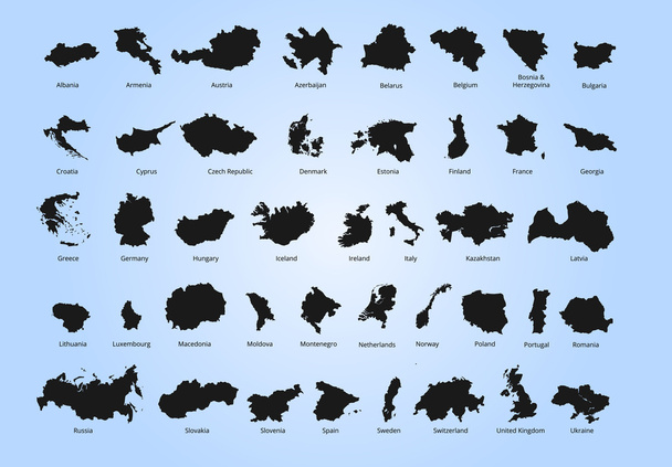 Színes európai országok politikai térképen egyértelműen feliratozott, elkülönített rétegek. Vektoros illusztráció. - Vektor, kép