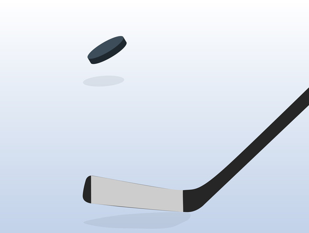 Jugador de hockey sobre hielo con palo y pato. Ilustración vectorial
. - Vector, imagen
