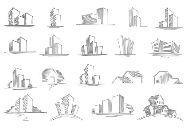 Hand drawn architectural sketches - Vector, Image