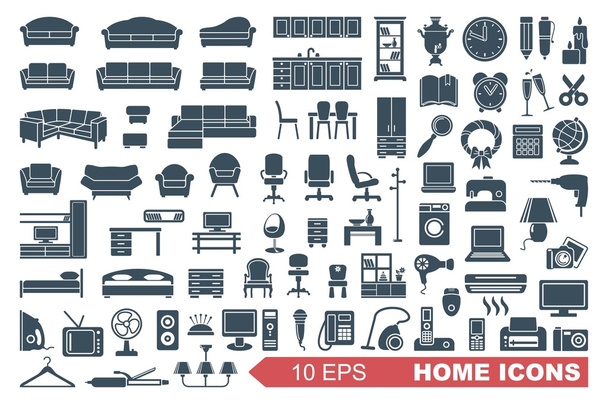 Icons of furniture and household appliances - Vector, Image
