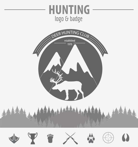 Hunting logo and badge template. Flat design. Vector illustratio - ベクター画像