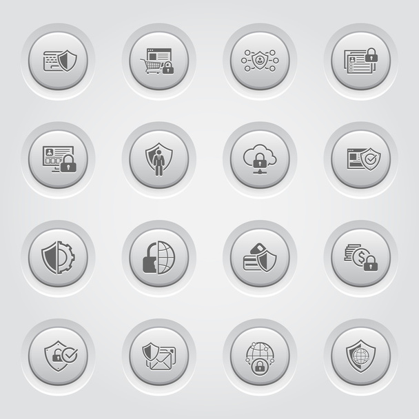 Button Design Protection and Security Icons Set - Vector, afbeelding