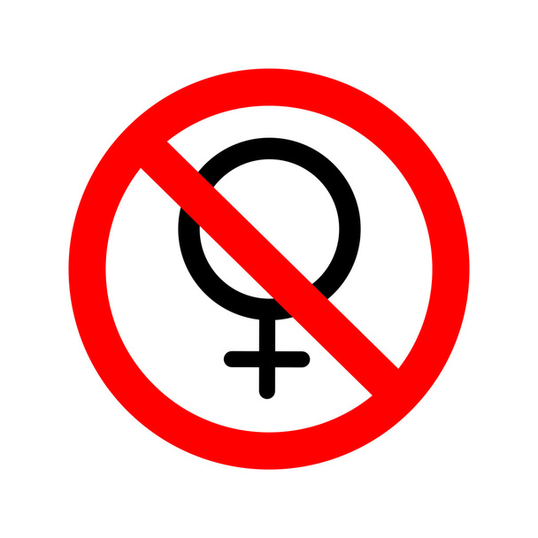 icono femenino en una señal prohibida
 - Foto, imagen