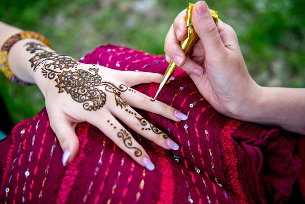 Изображение человеческой руки, украшенной татуировкой хны, Мехенди
  - Фото, изображение