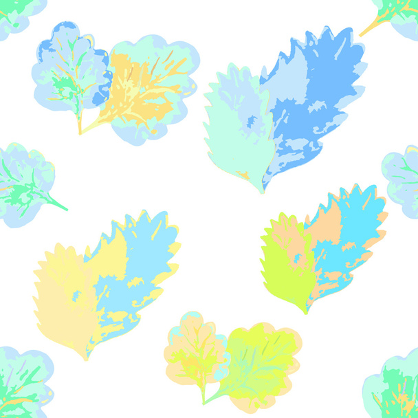 seamless pattern with leaves yellow on white. vector illustratio - Вектор,изображение