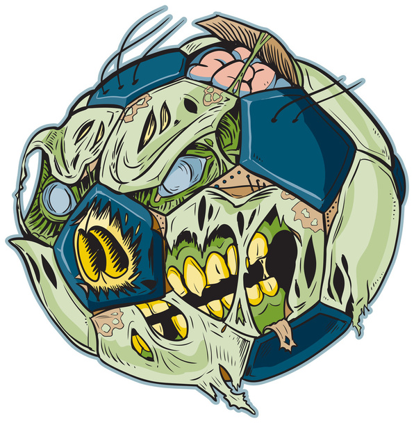Zombie fútbol bola vector dibujos animados clip arte ilustración
 - Vector, imagen