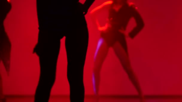 silhouettes of dancing people in night club - Footage, Video