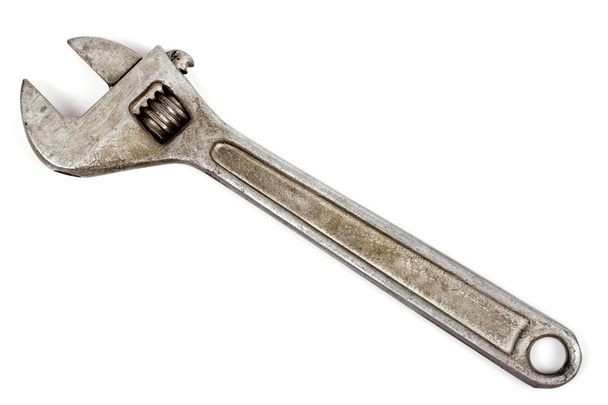 Old adjustable spanner isolated - Photo, Image