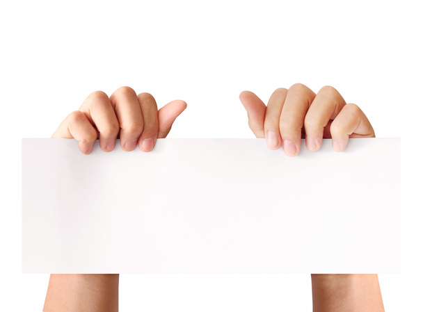  κρατώντας το λευκό κενό χαρτί - Φωτογραφία, εικόνα